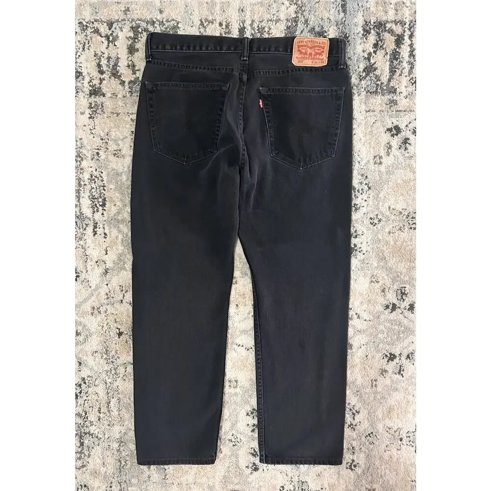 Levi's 505 Regular Fit Jeans Mens 36x30 Faded Black Straight Leg Denim